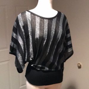 Shimmery silver and black striped blouse
